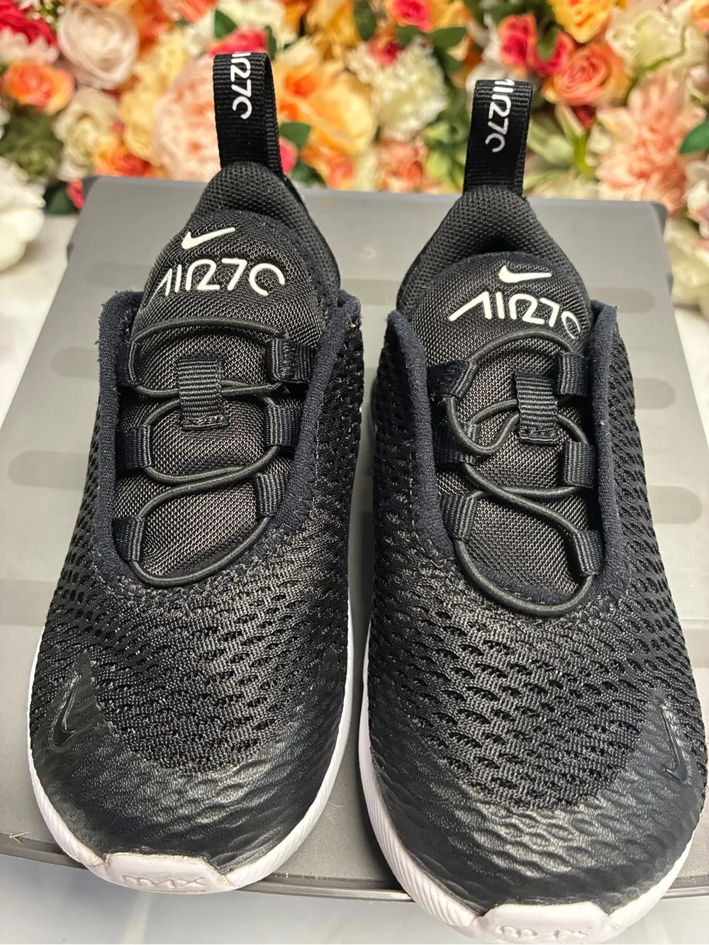 Nike Kids Black and White Air270 Slip-On Sneakers